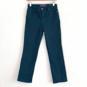 Gloria Vanderbilt | Teal denim high rise rigid straight leg jeans size 4P